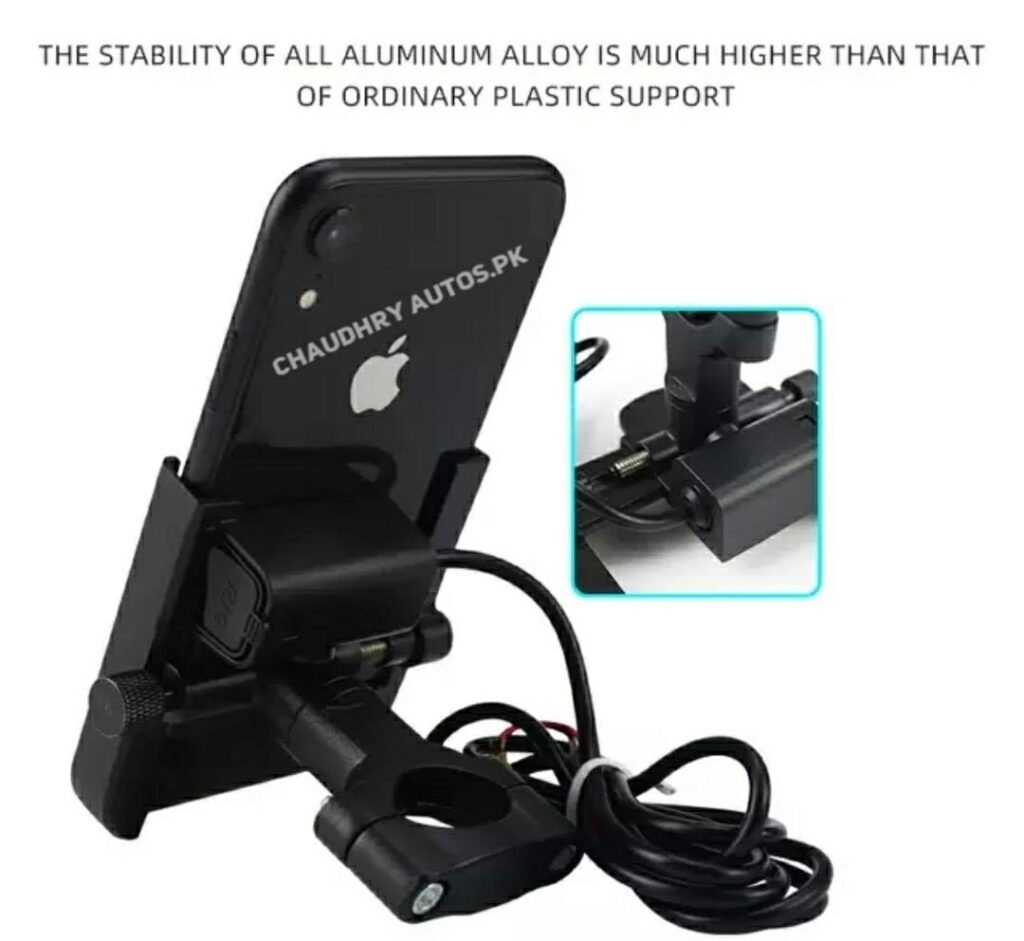 Aluminum Mobile Holder With Charger Chaudhry Autos PK